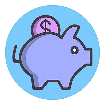 Purple piggy bank with a coin in its slot